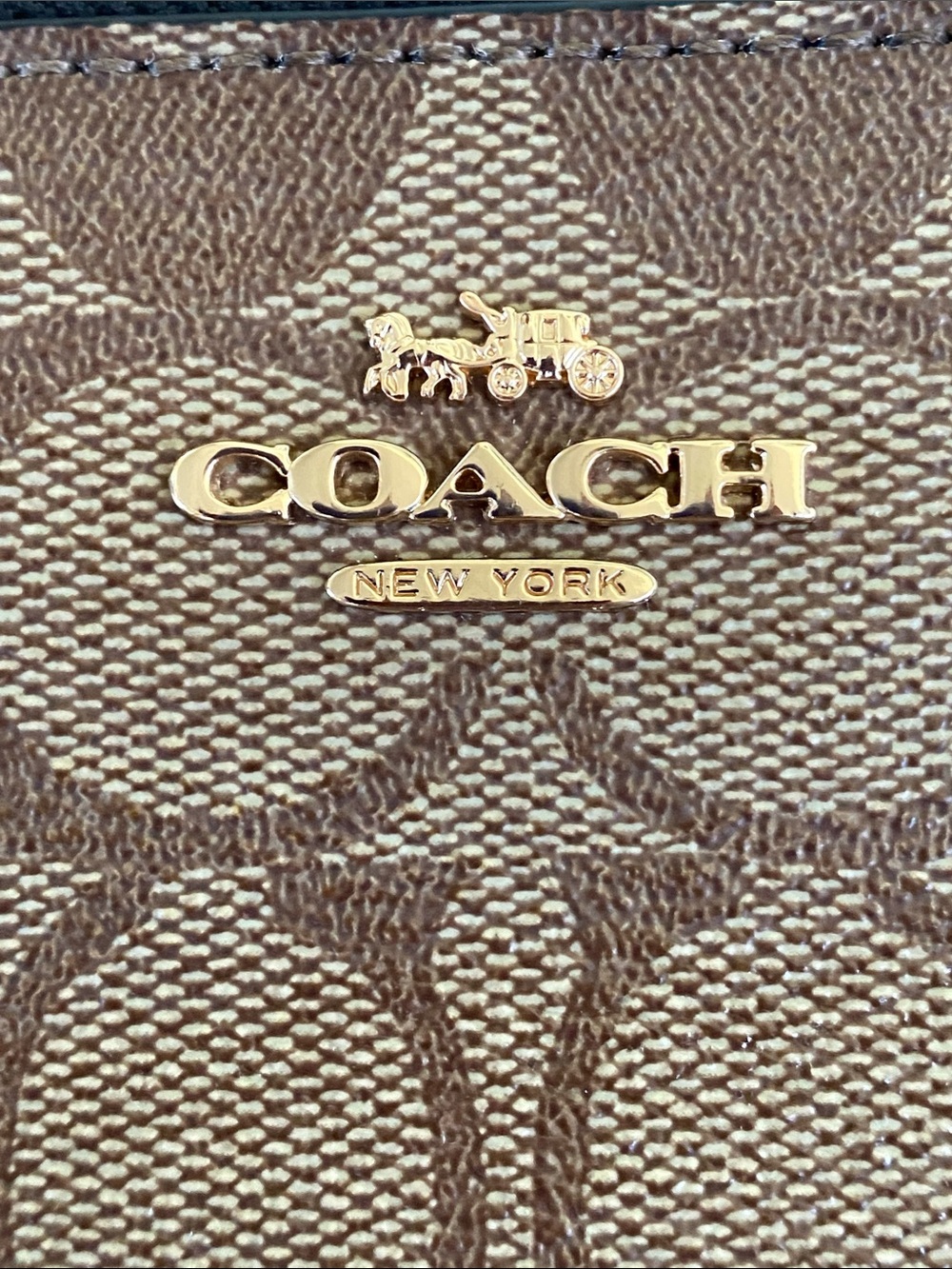 Coach Brown Tan Signature Zip Wallet Wristlet - Picture 15 of 16